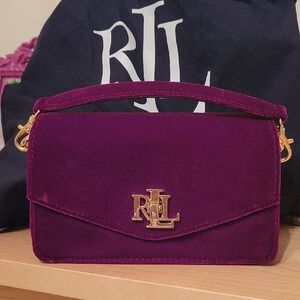 Ralph Lauren Rich Maroon BURGANDY Velvet Bag